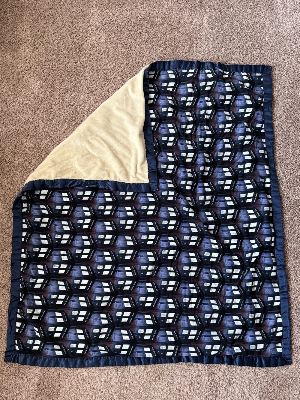 Plush Navy TARDIS Fleece Throw Blanket